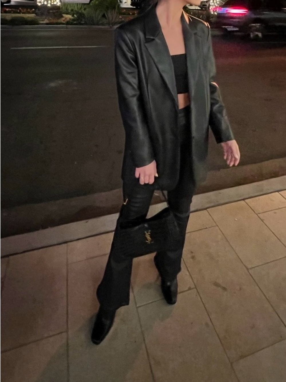 Zara Black Faux Leather Blazer Jacket